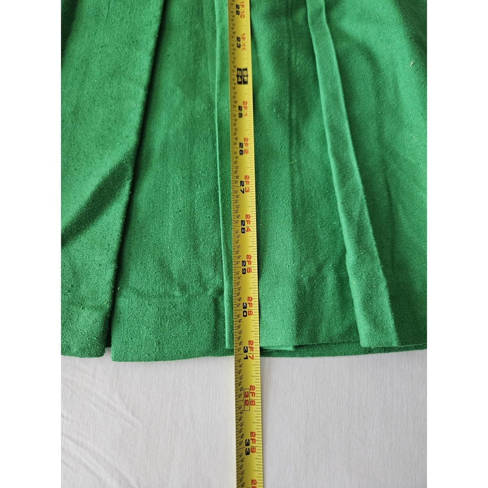 Vtg Liz Claiborne Kelly Green Pleated Hidden Button Silk Midi Skirt 12 - Picture 15 of 16